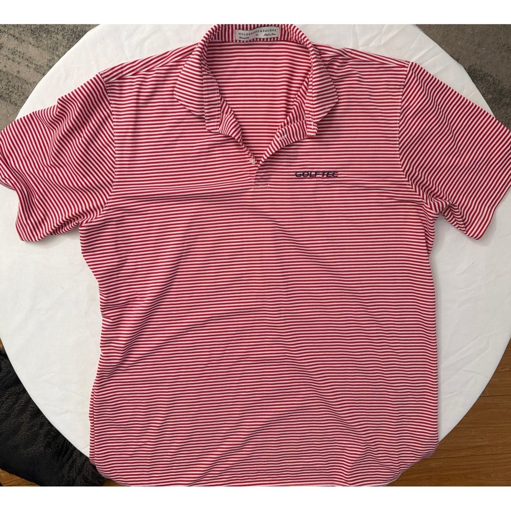 Holderness & Bourne Maxwell Polo Shirt Mens XL Red Striped Performance Golf